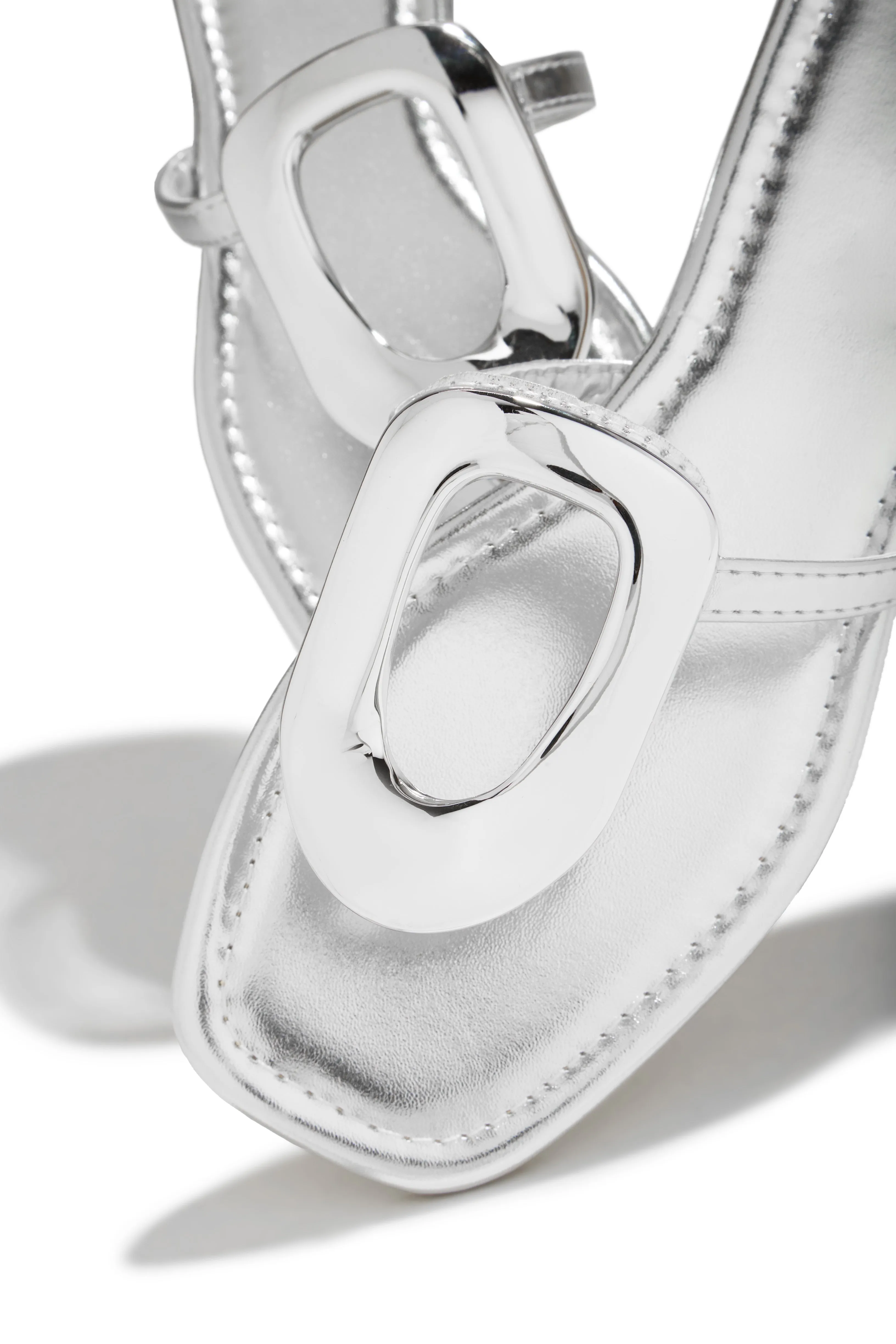 Adelia Slip On Thong Strap Sandals - Silver