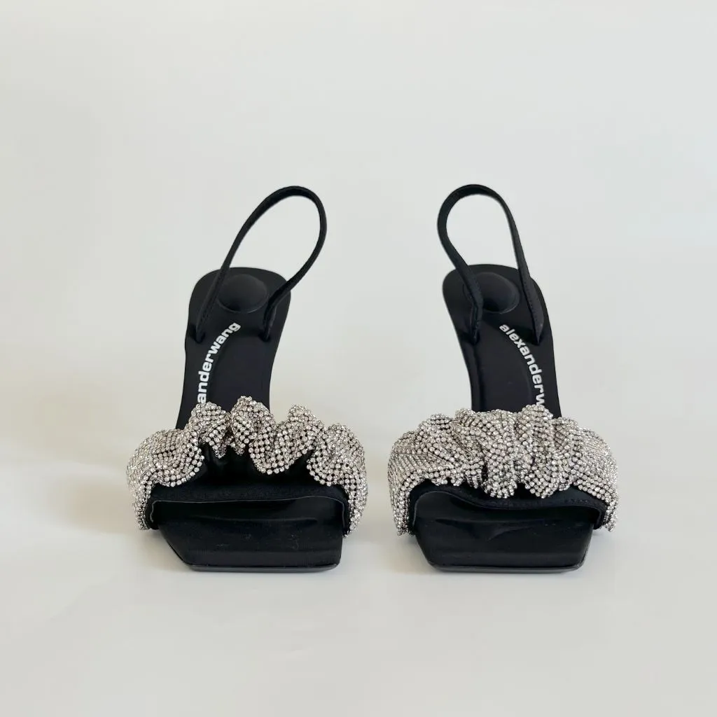 Alexander Wang Julie Scrunchie Crystal Sandals, 38