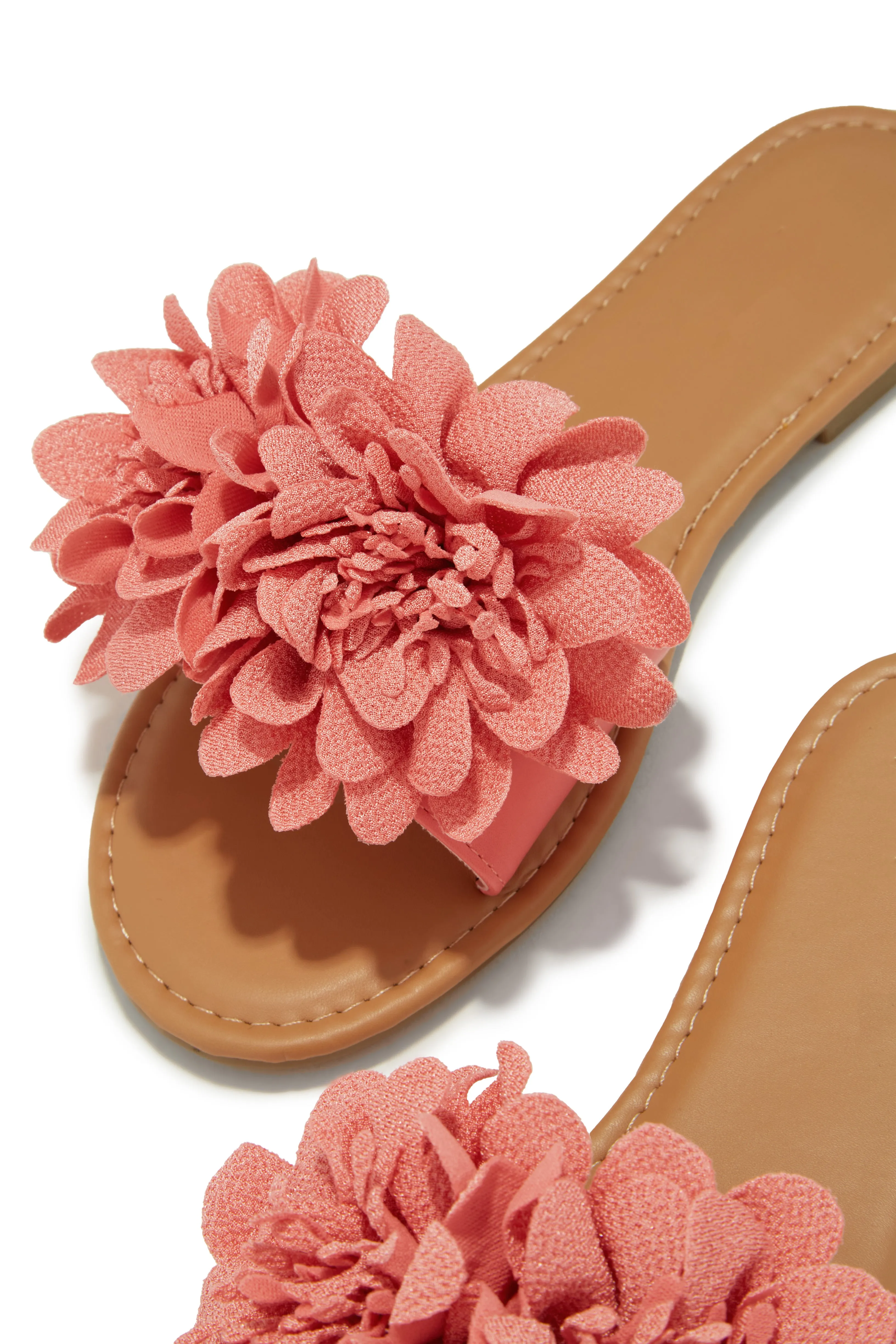 Analia Slip On Flower Sandals - Peach