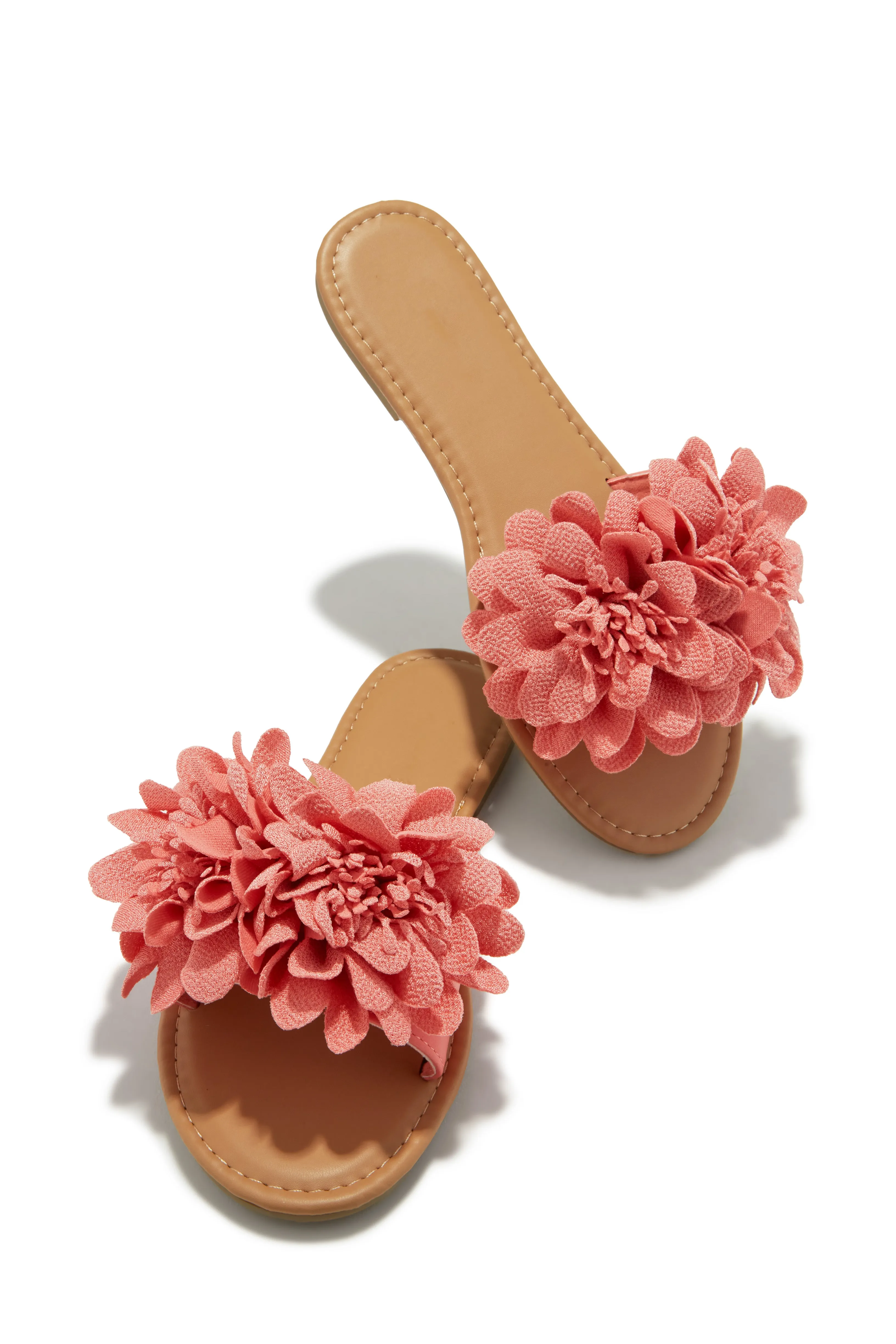 Analia Slip On Flower Sandals - Peach