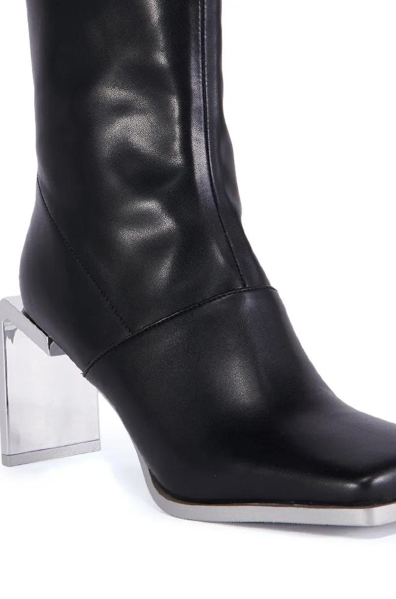 AZALEA WANG ANANT BLACK METAL OUTSOLE BOOTIE