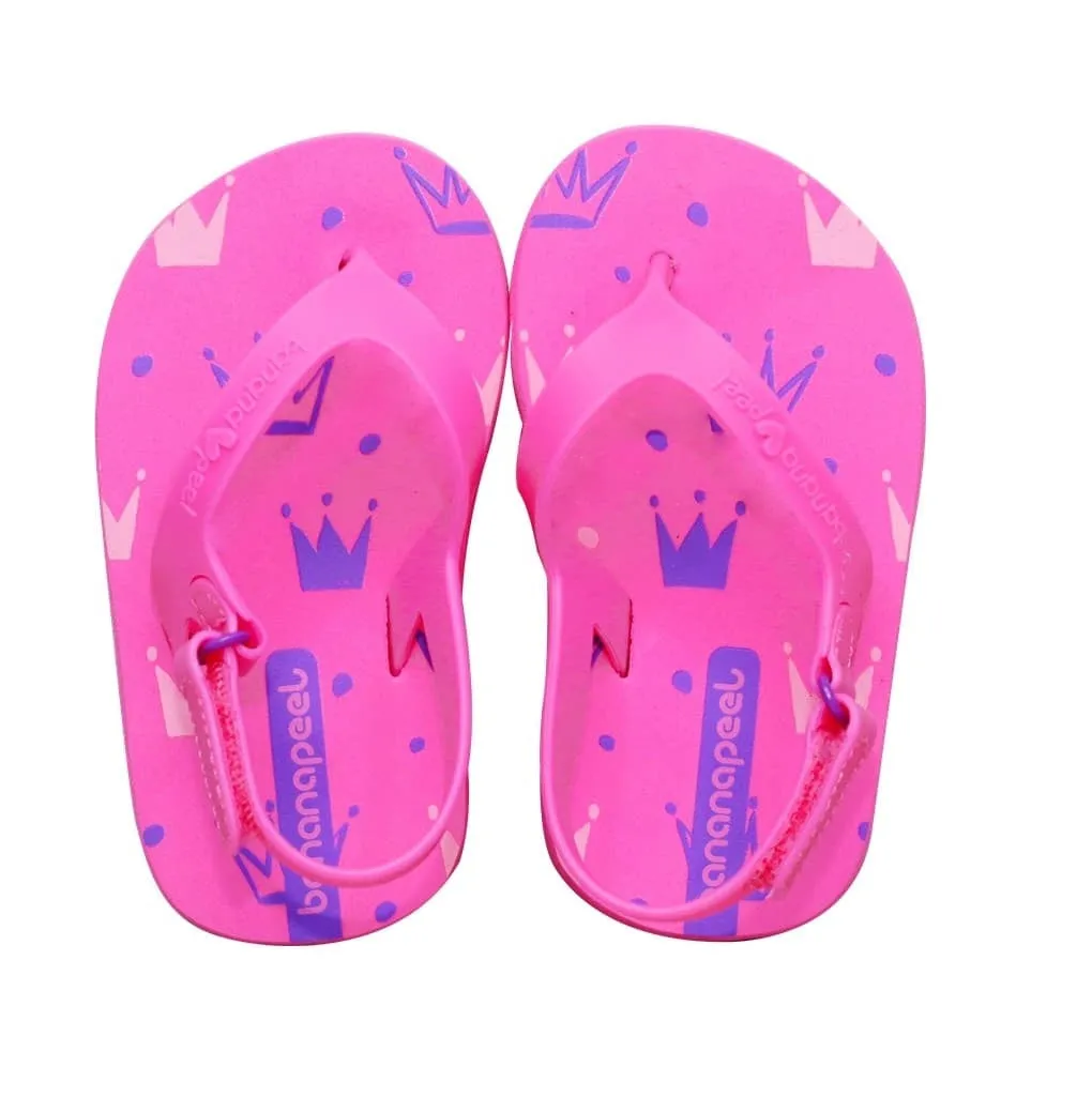 Banana Peel Slippers for Toddlers - Little Princess Set Tiara Cotton Pink