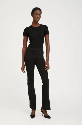 Black Suede Patch Pocket Super Flare Pants