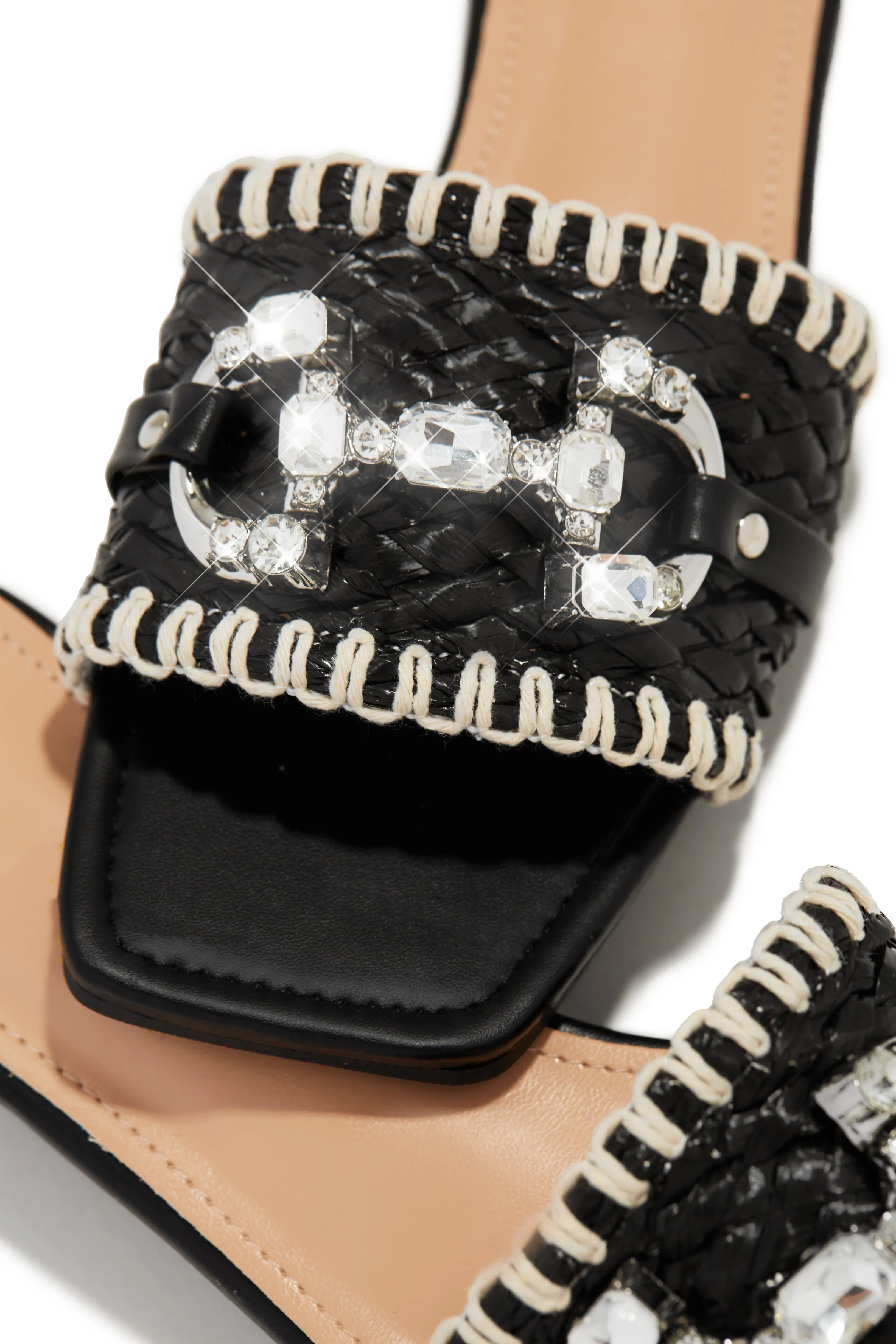 Cabo Vacay Embellished Slip On Sandals - Black