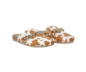 Cowhide Slip On With Chunky Chain