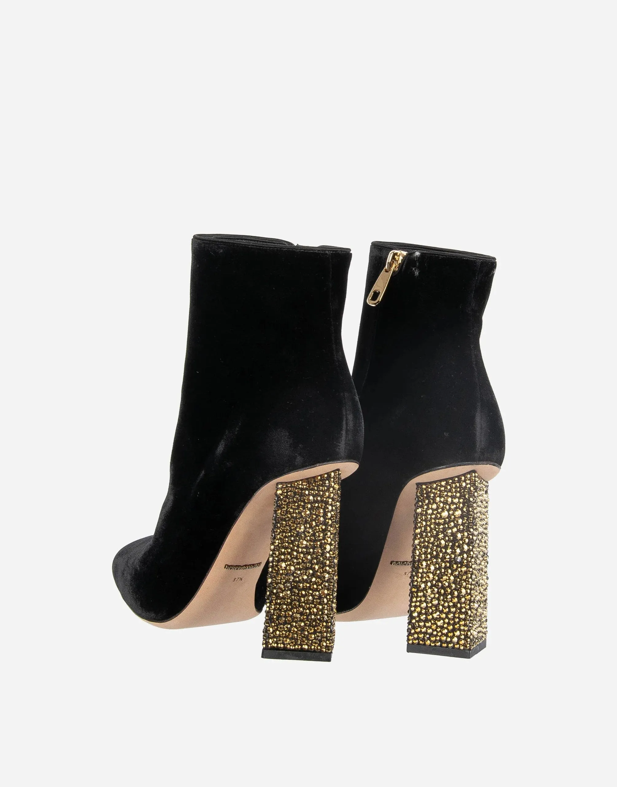 Crystal Embellished Velvet Ankle Boots