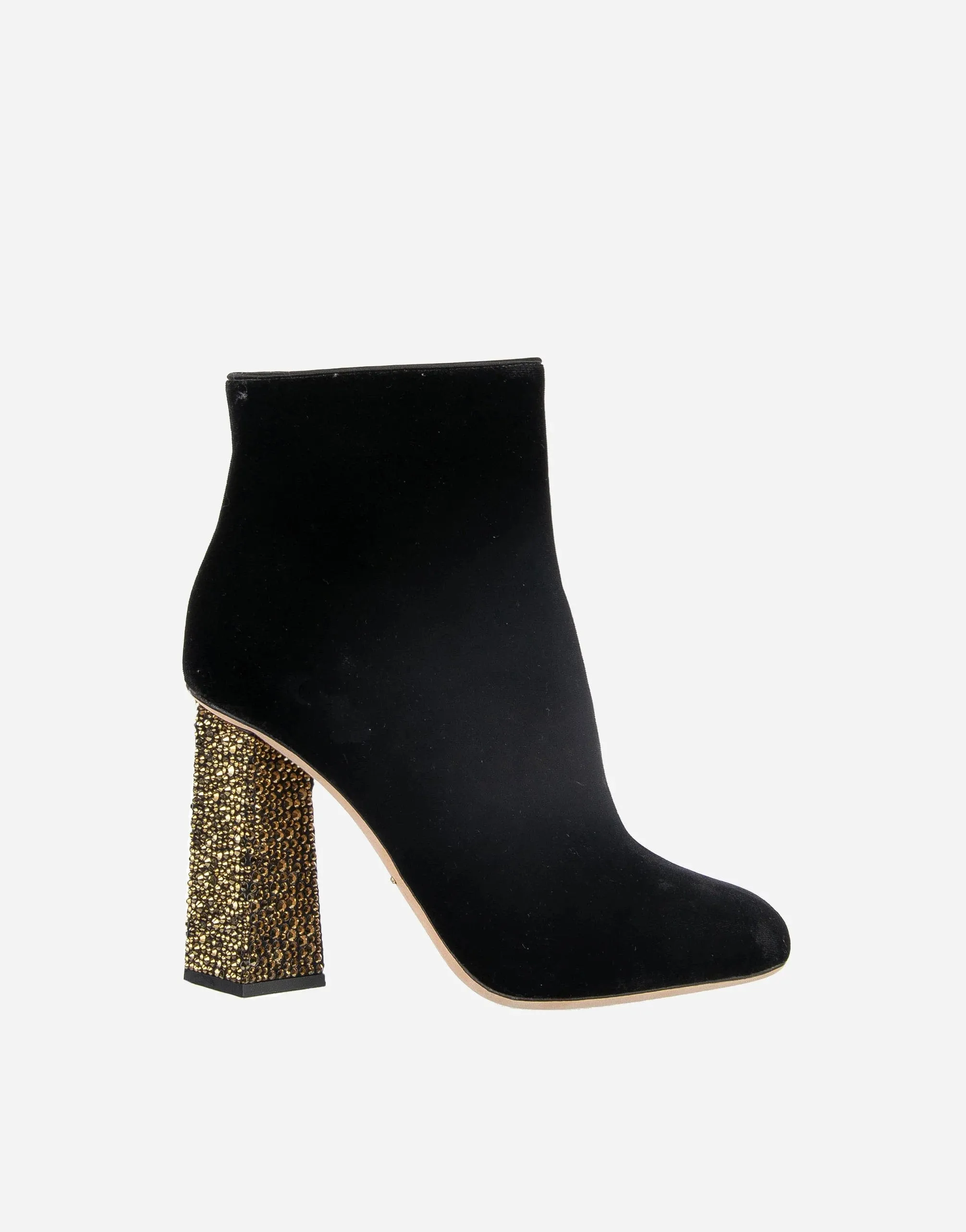 Crystal Embellished Velvet Ankle Boots