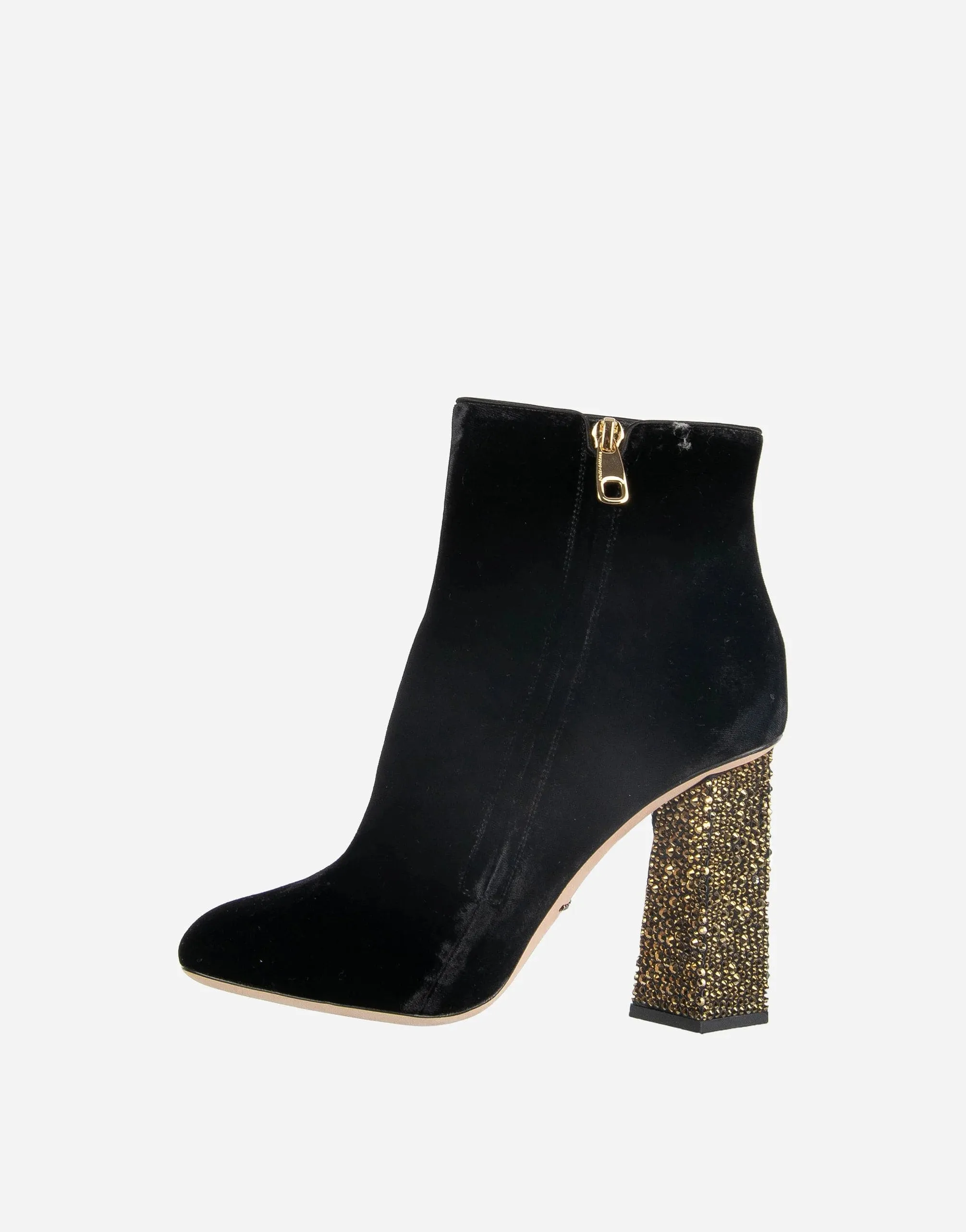 Crystal Embellished Velvet Ankle Boots