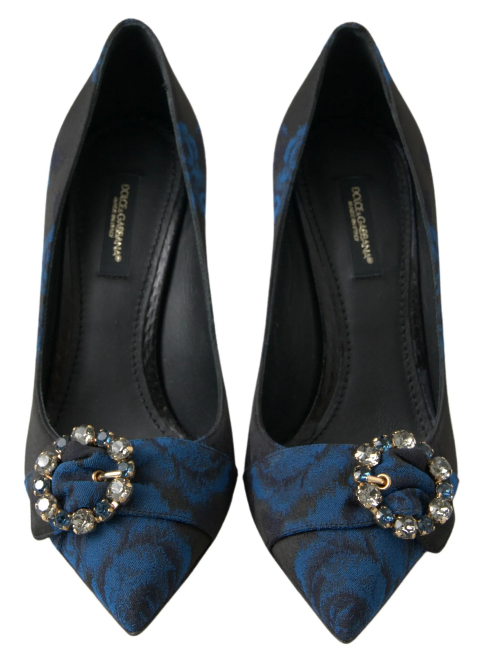 Dolce & Gabbana Blue Floral Ayers Crystal Pumps Shoes