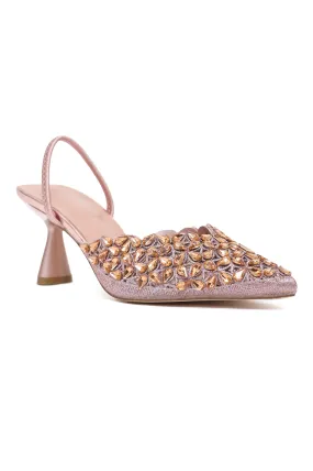 EMBELLISHED SLINGBACK HEELS-PINK