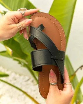 Endless Summer Flat Slip On Sandals - Black