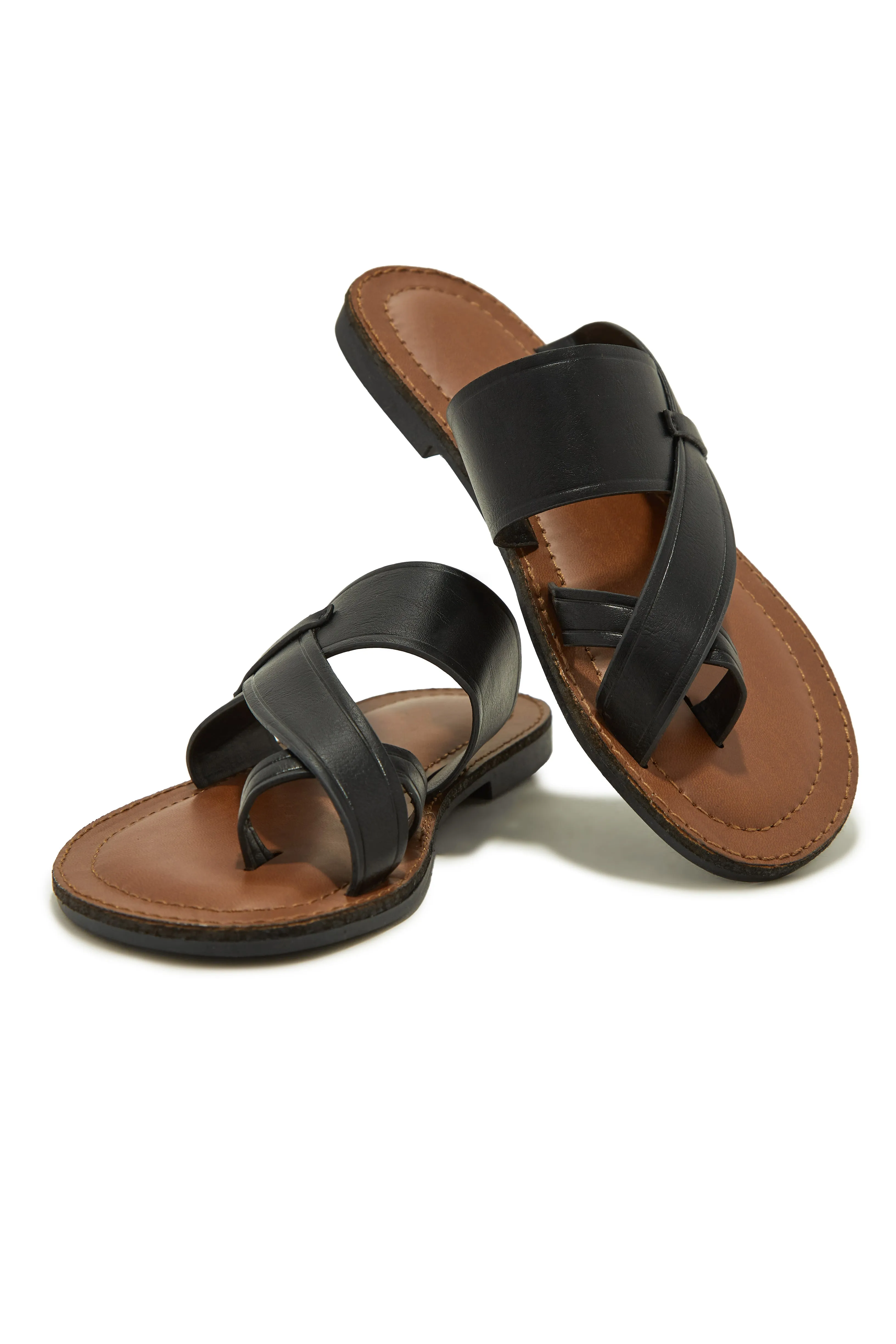 Endless Summer Flat Slip On Sandals - Black