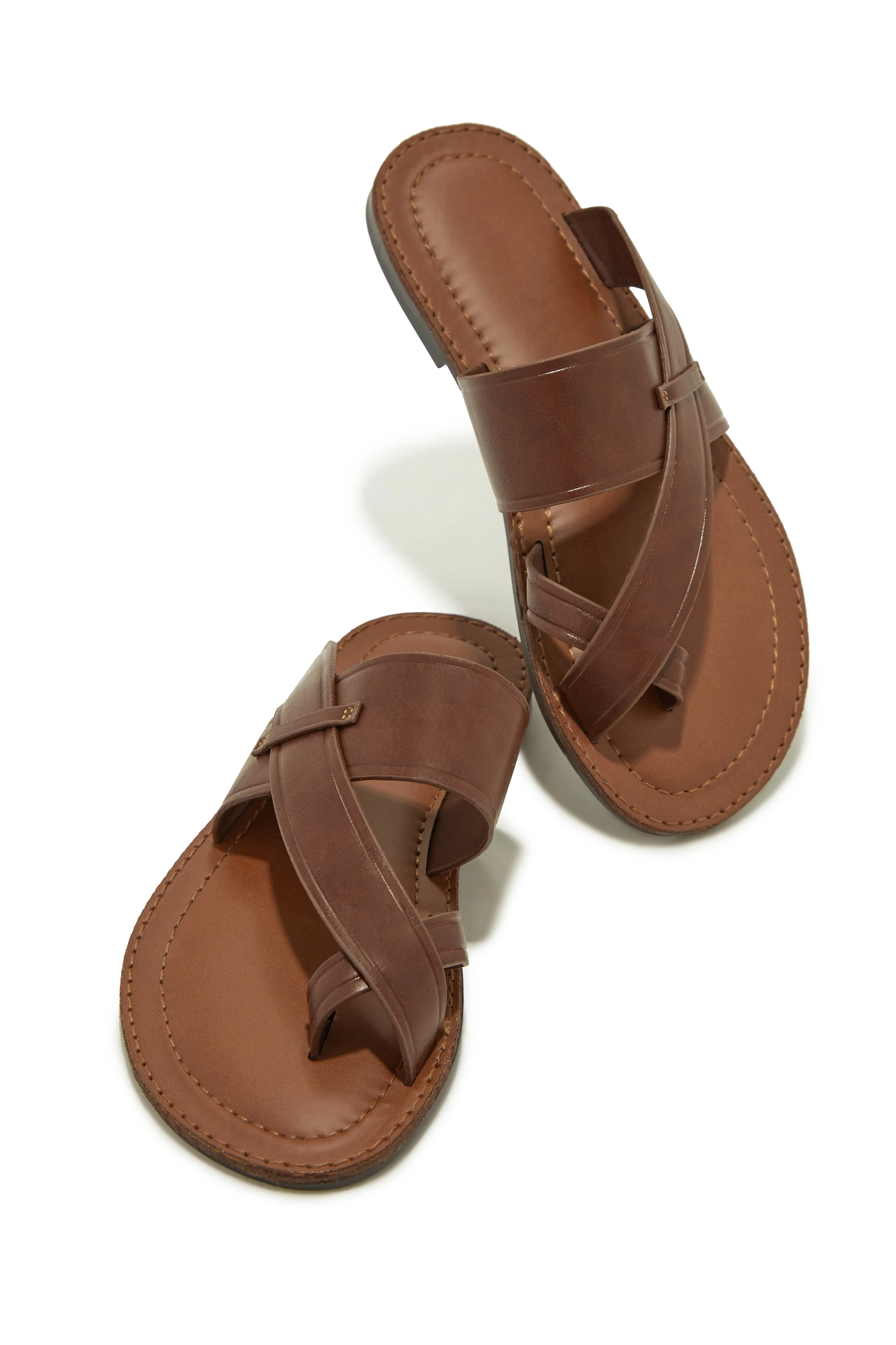 Endless Summer Flat Slip On Sandals - Brown