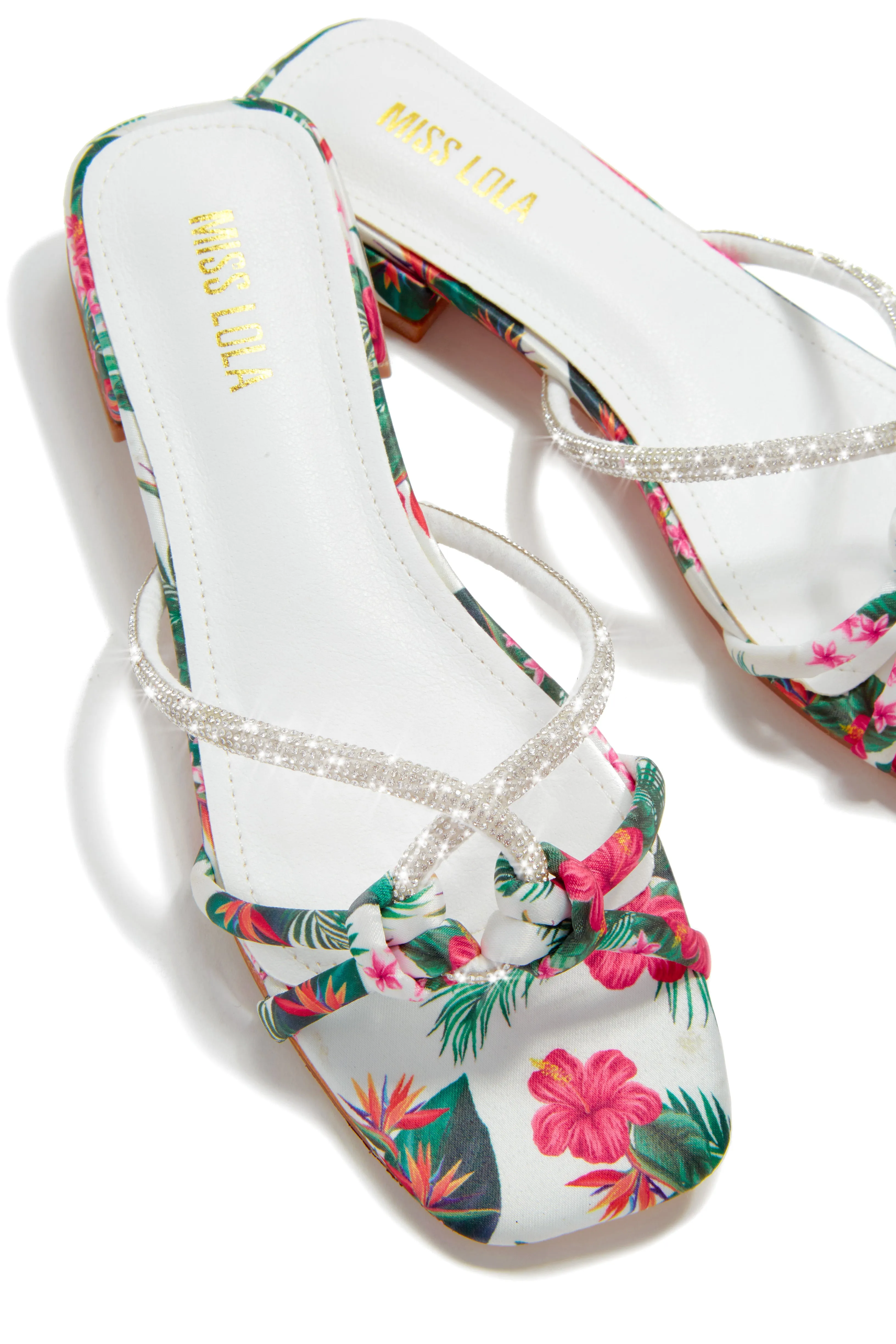 Fantasy Island Embellished Slip On Sandals - Floral