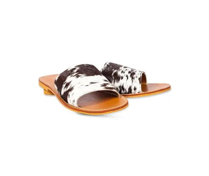 Genuine Cowhide Sandals - Black