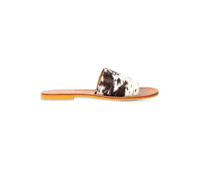 Genuine Cowhide Sandals - Black