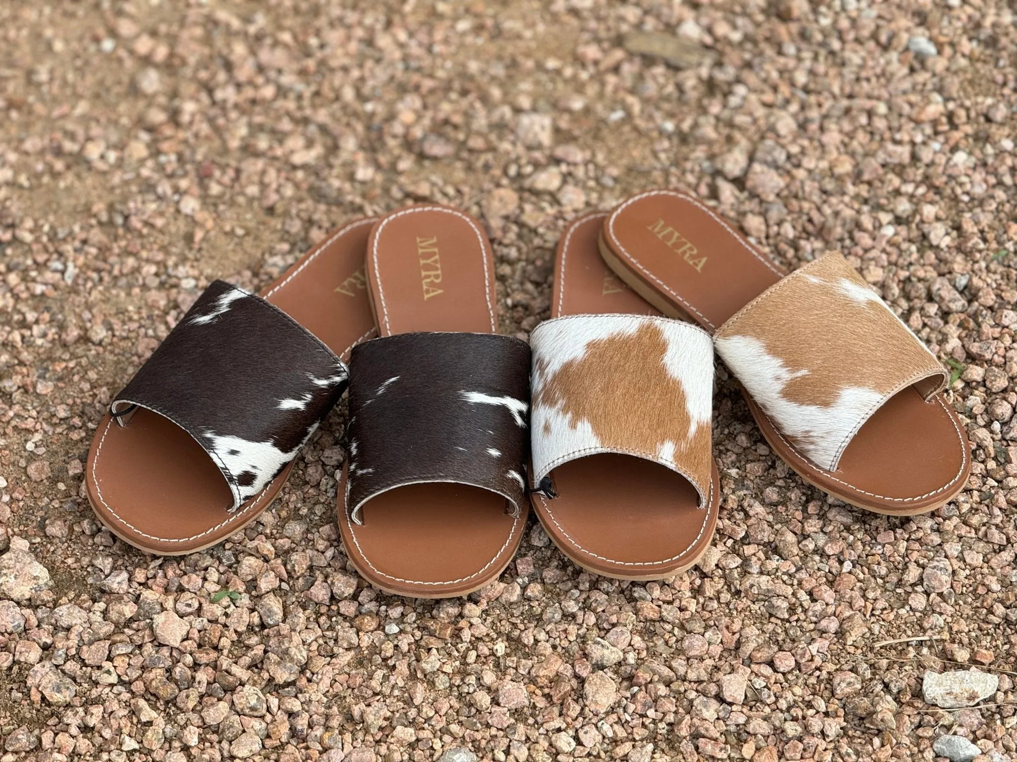 Genuine Cowhide Sandals - Black