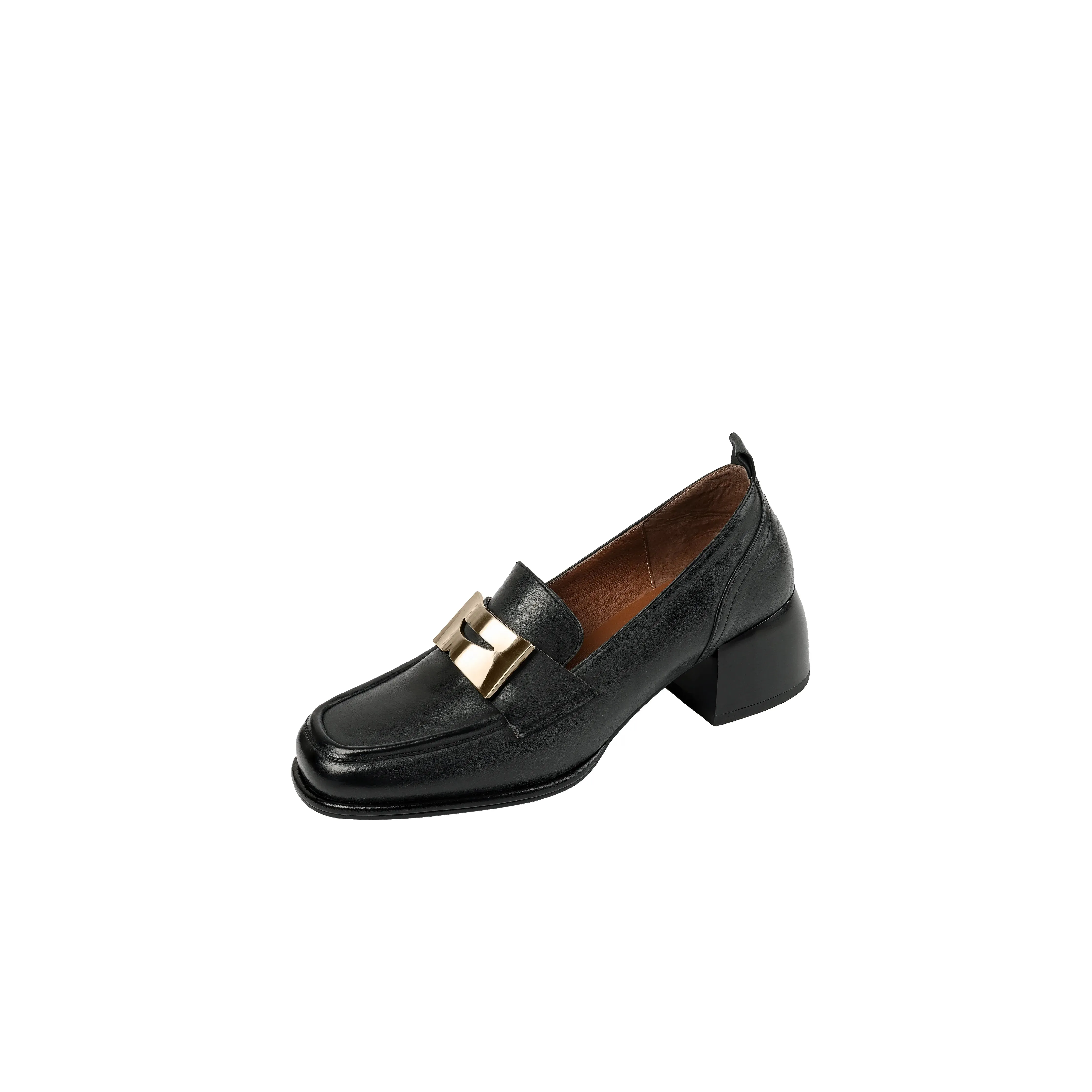 Genuine Leather Thick Heels Women's Retro Loafer Slip On Shoes