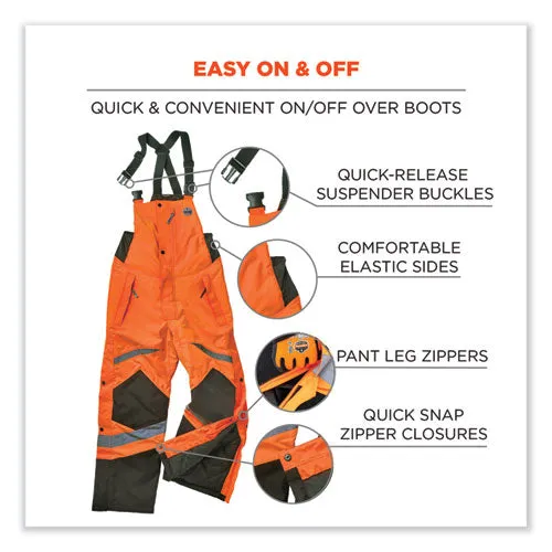 Glowear 8928 Class E Hi-vis Insulated Bibs, Large, Orange, Ships In 1-3 Business Days