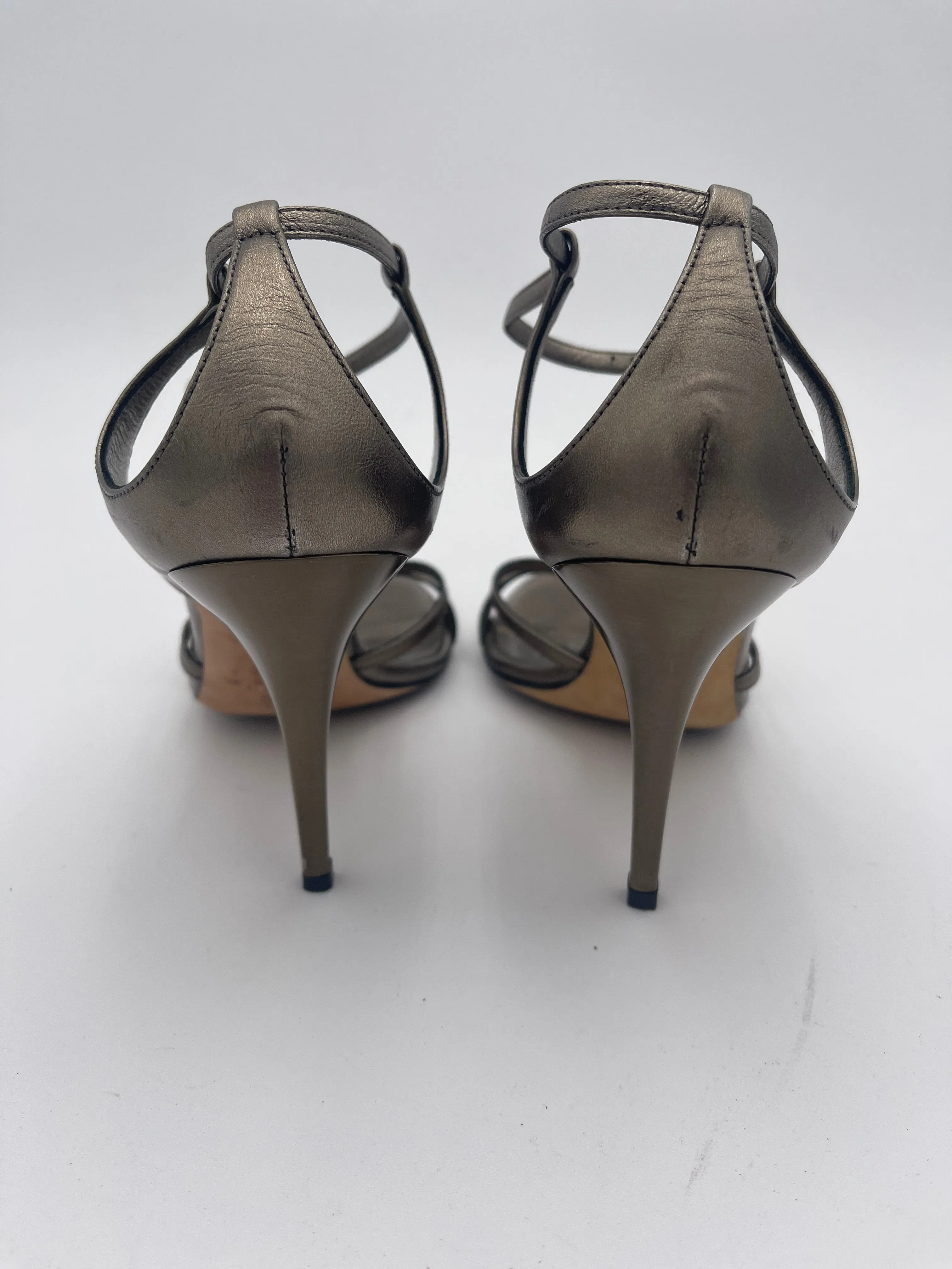 GUCCI Sand Pelle Cuoio Sasso Nappa Silk Heels Size 6.5