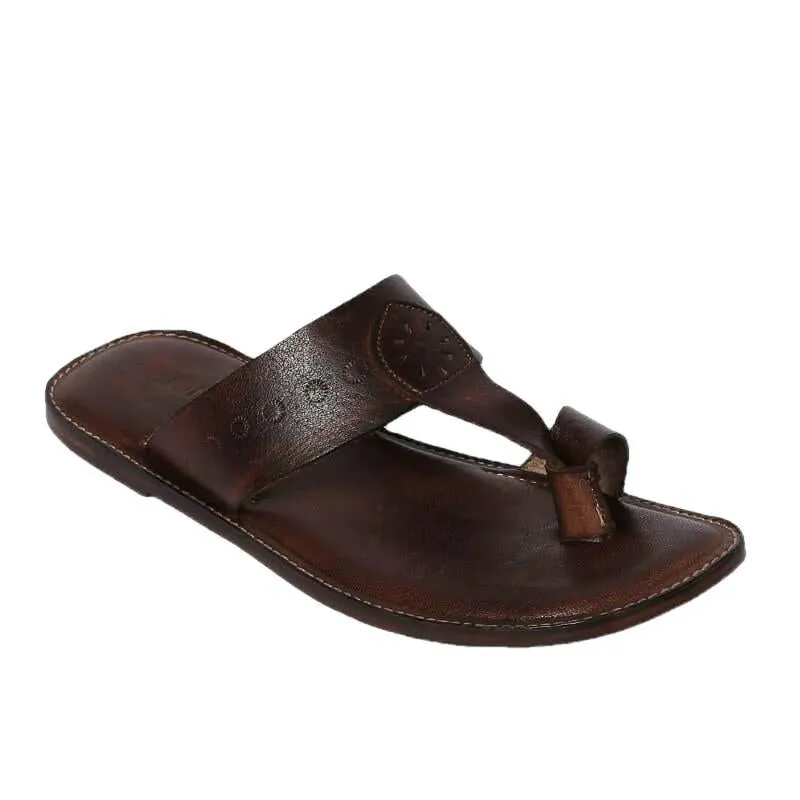 Kohlapuri Mens Leather Flip Flop Slippers