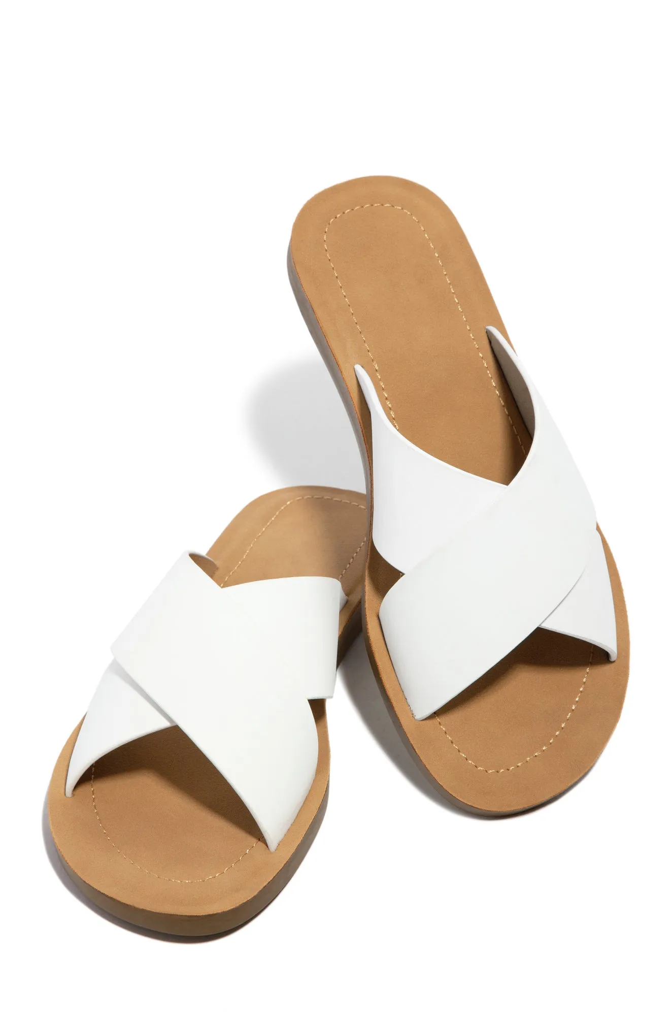 La Palma Slip On Flat Sandals - White