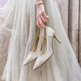 Nude Heels for Wedding Crystal High Heels