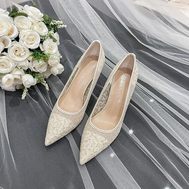 Nude Heels for Wedding Crystal High Heels