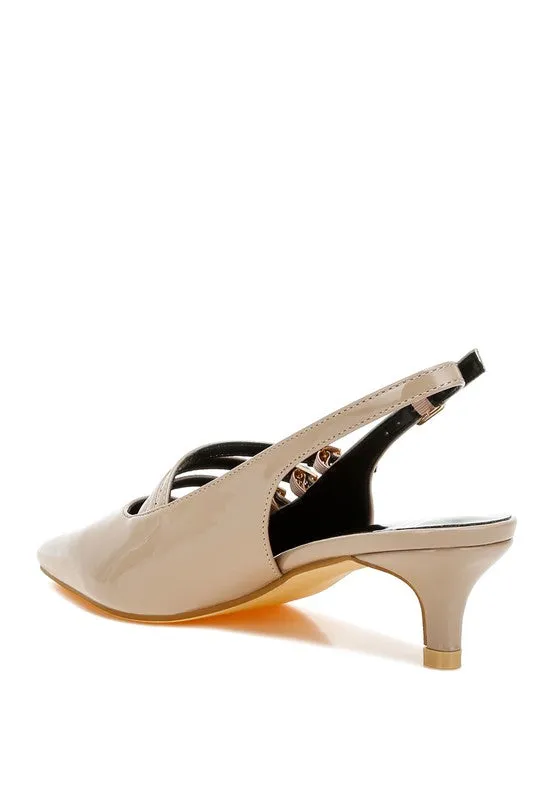 Patent Leather Slingback Kitten Heels