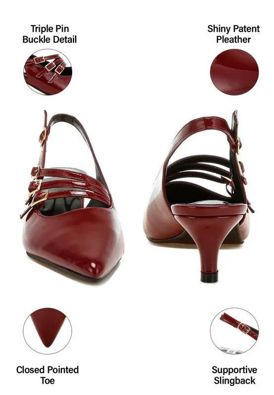 Patent Leather Slingback Kitten Heels