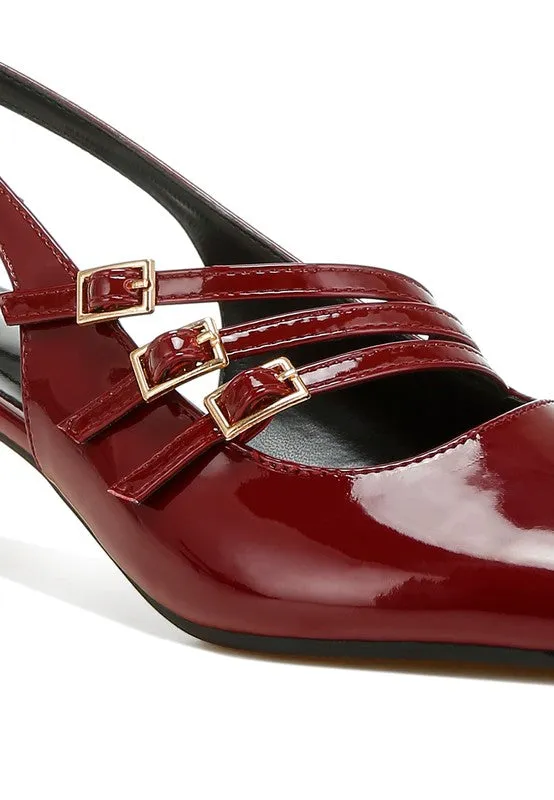 Patent Leather Slingback Kitten Heels