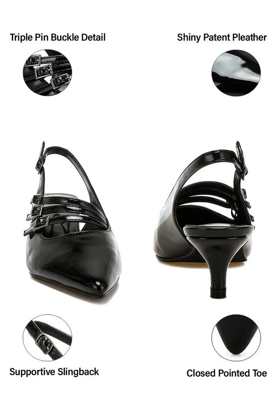 Patent Leather Slingback Kitten Heels