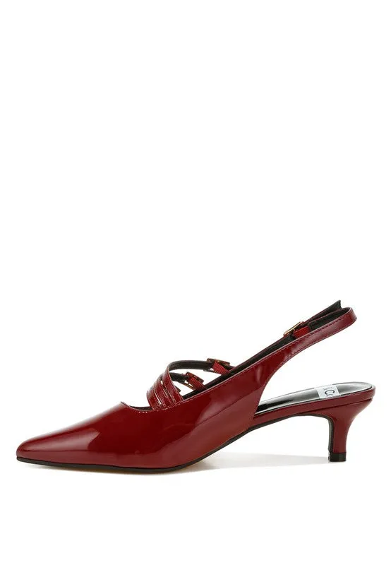 Patent Leather Slingback Kitten Heels