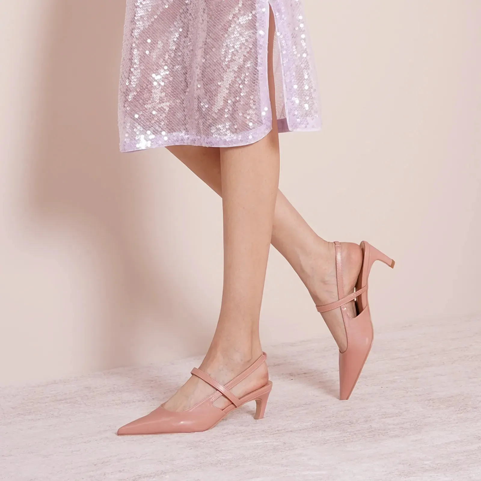 Pointed Toe Kitten heel Slingbacks (Helen)