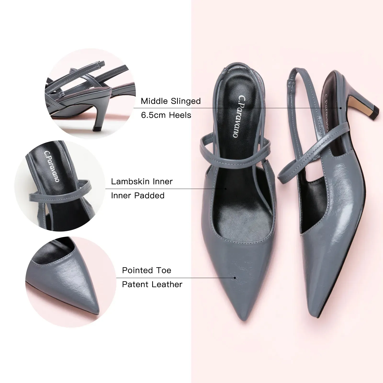 Pointed Toe Kitten heel Slingbacks (Helen)