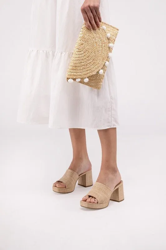 Raffia Slip On Mules