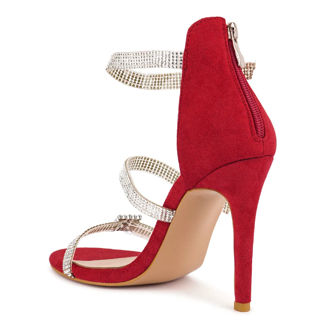 Red Ines Bling Strap High Heel Sandals