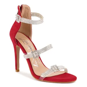 Red Ines Bling Strap High Heel Sandals