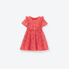 Red Textured Cotton Dress