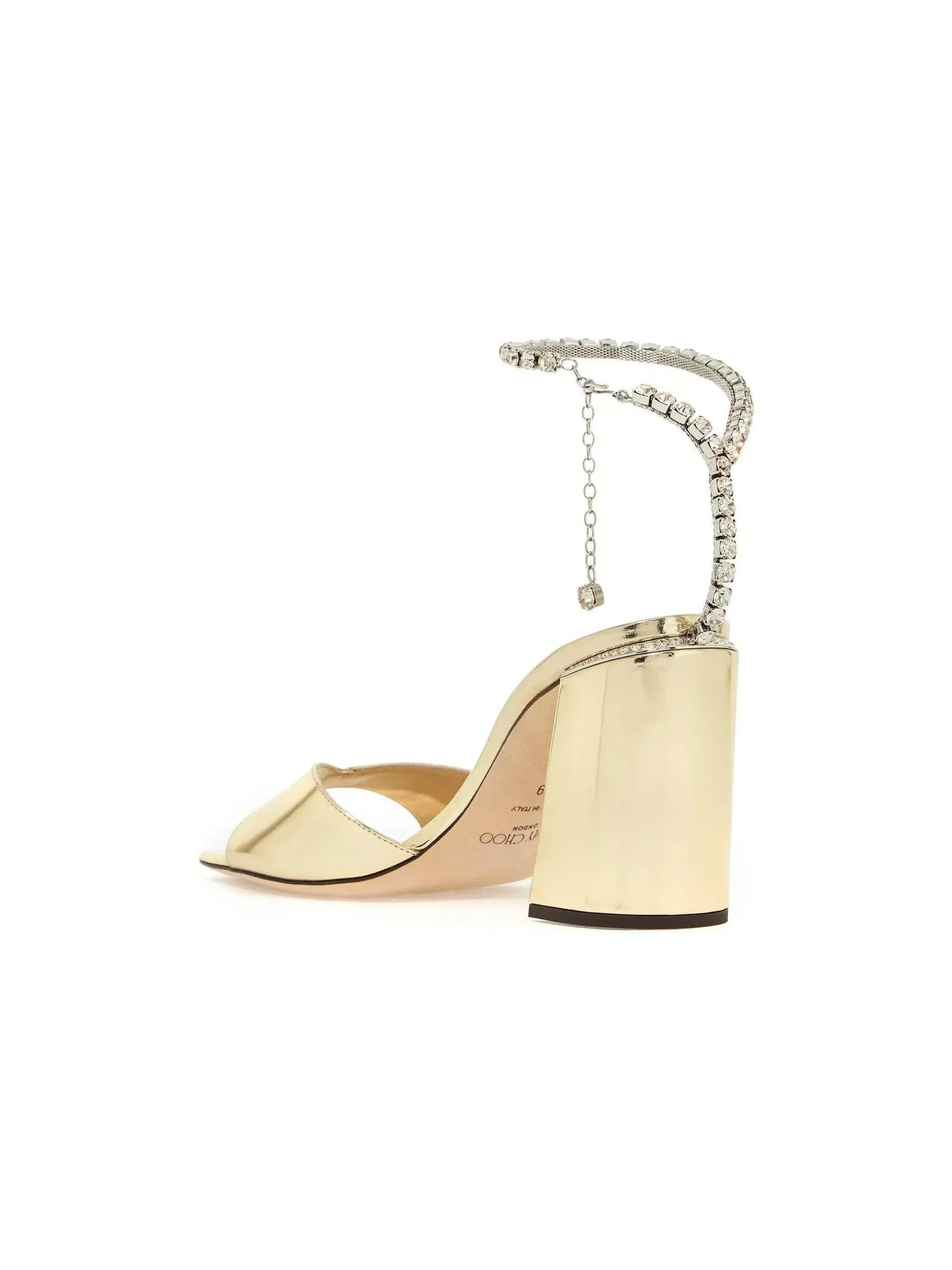 Saeda Metallic Leather Block Heel Sandals