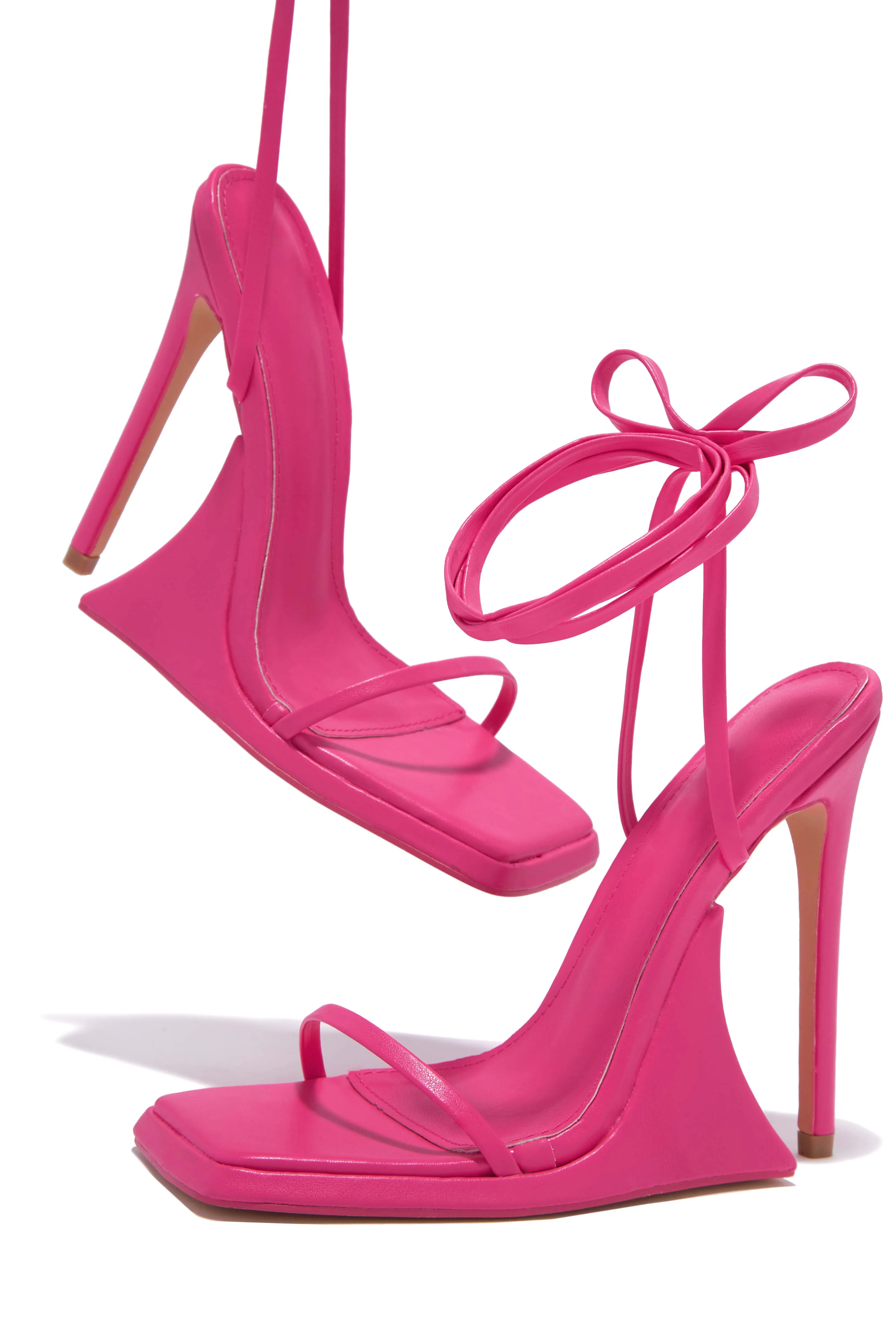 Superlit Lace Up High Heels - Pink